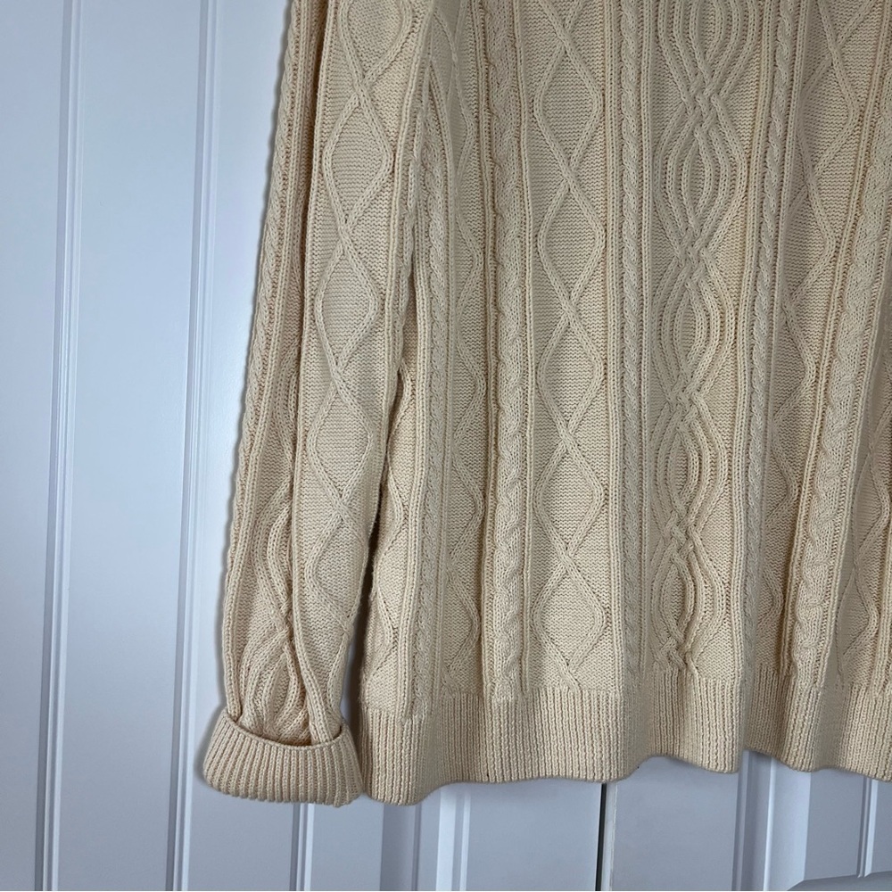 Vintage Cable Knit Fisherman Turtleneck Sweater Scandi Gilmore Size Small Cotton - Picture 10 of 10
